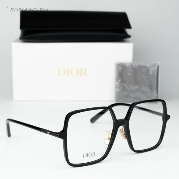Dior Women Eyeglasses Shiny Black Demo Square MINI CD O S7F 1100 BRAND NEW - Picture 1 of 10
